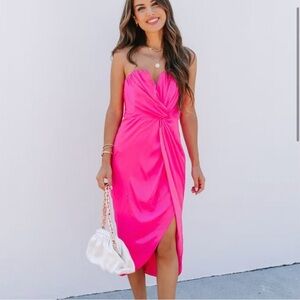 Vici Classy and Fabulous Satin Pink Strapless Dress